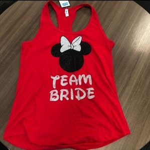 Minnie Mouse Team Bride Sparkle Red Tank Top Sz XL